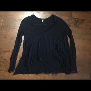 Free People Black Thermal Shirt: XS
